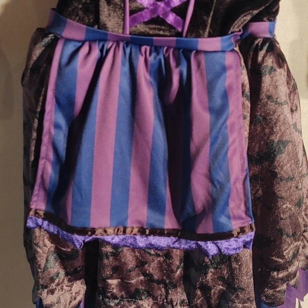 Spooktacular Creations Purple and Black Witch Dress with Puffed Sleeves Sz S